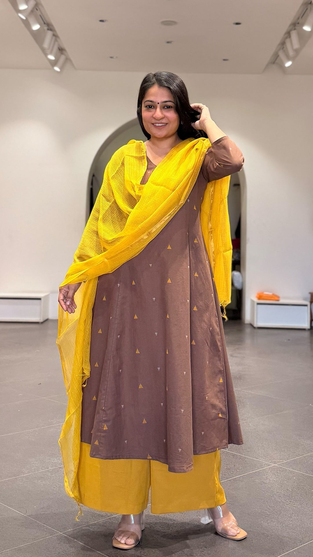 Koel Handwoven Cotton Kurta- Brown