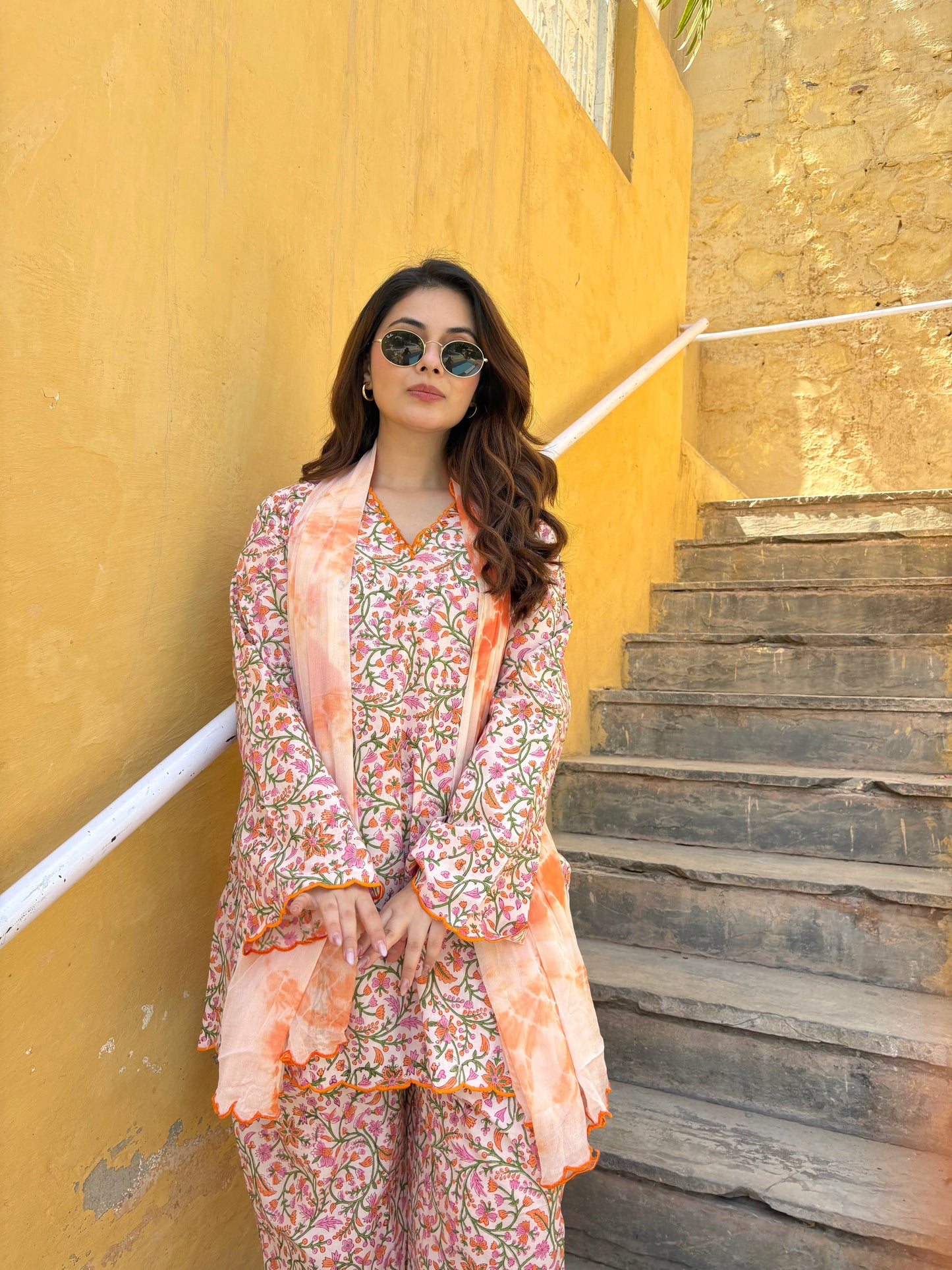 Hairat Peach Farshi Set