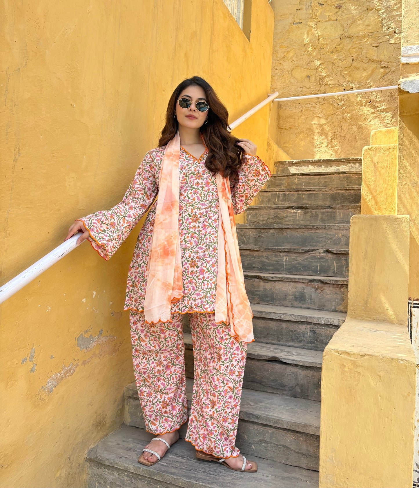 Hairat Peach Farshi Set