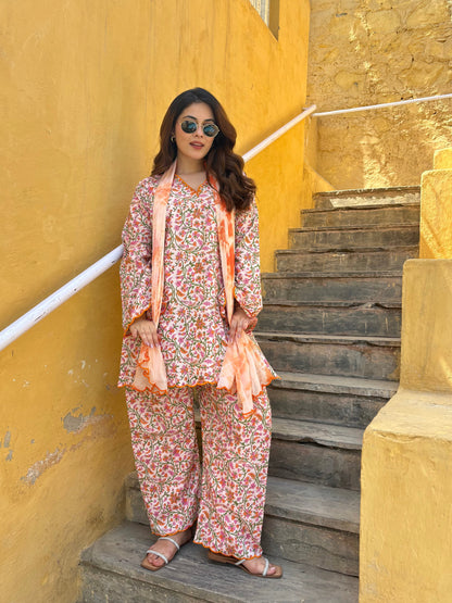 Hairat Peach Farshi Set