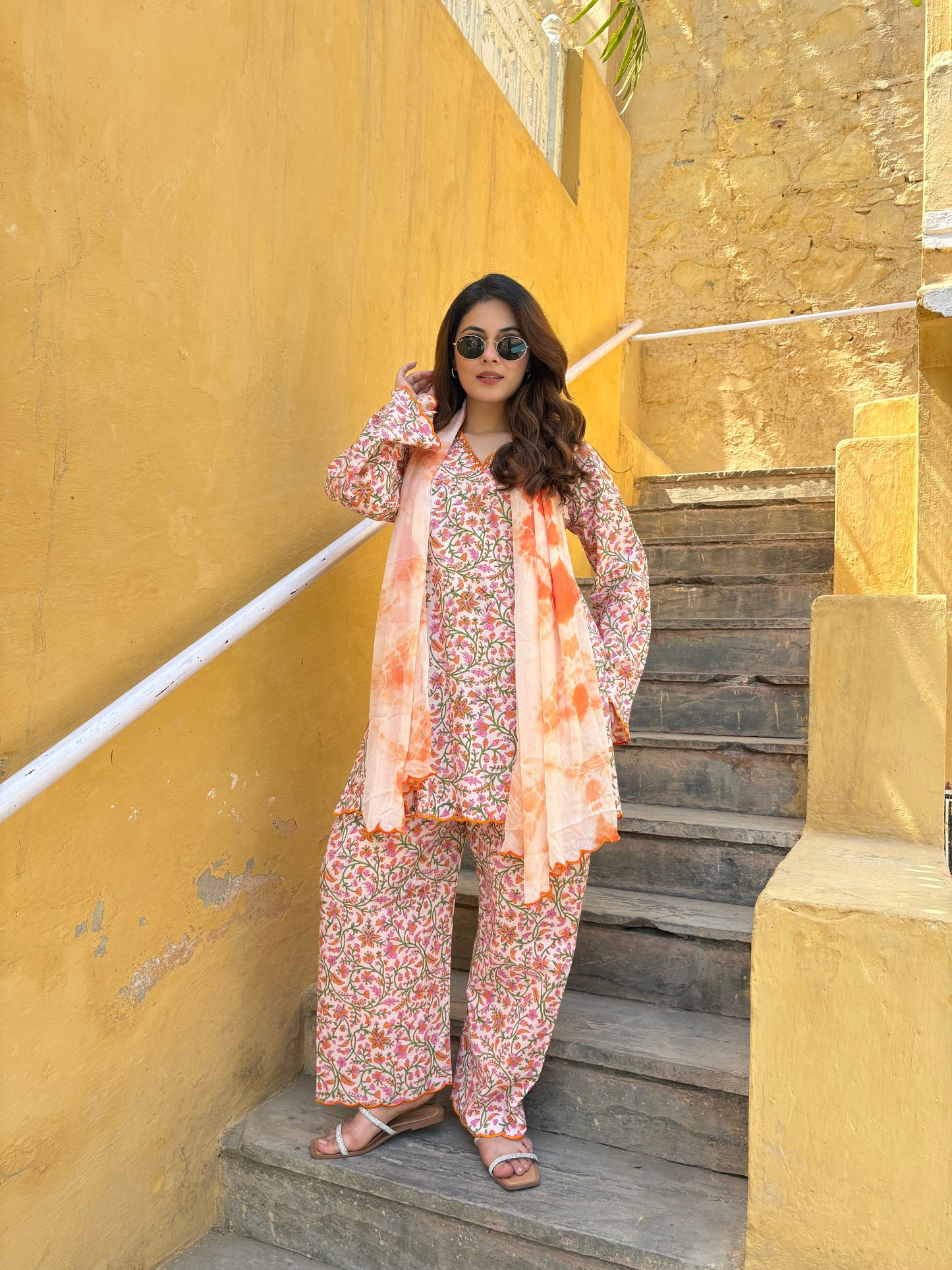 Hairat Peach Farshi Set