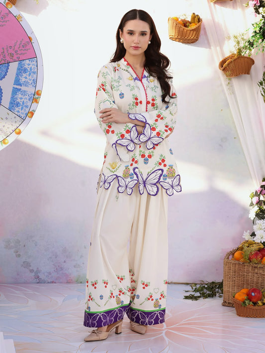 Butterfly Bloom Embroidered Kurta Set