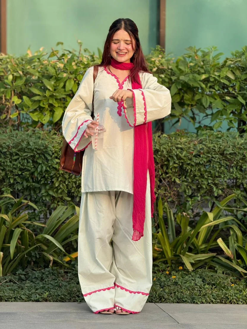 Myra Premium Cotton Lace Work Kurta Set