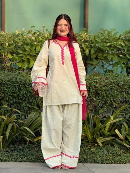 Myra Premium Cotton Lace Work Kurta Set