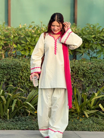 Myra Premium Cotton Lace Work Kurta Set