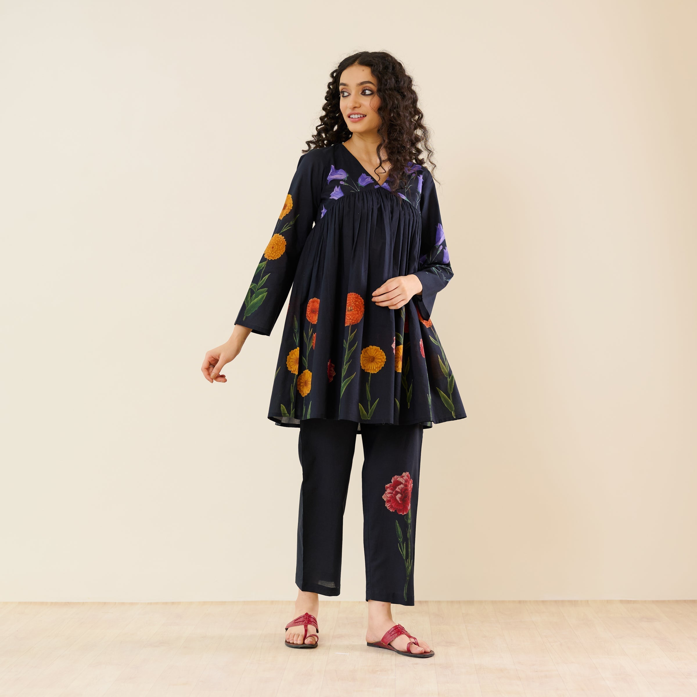 At The Florist's Cotton Co-ord Set - Black