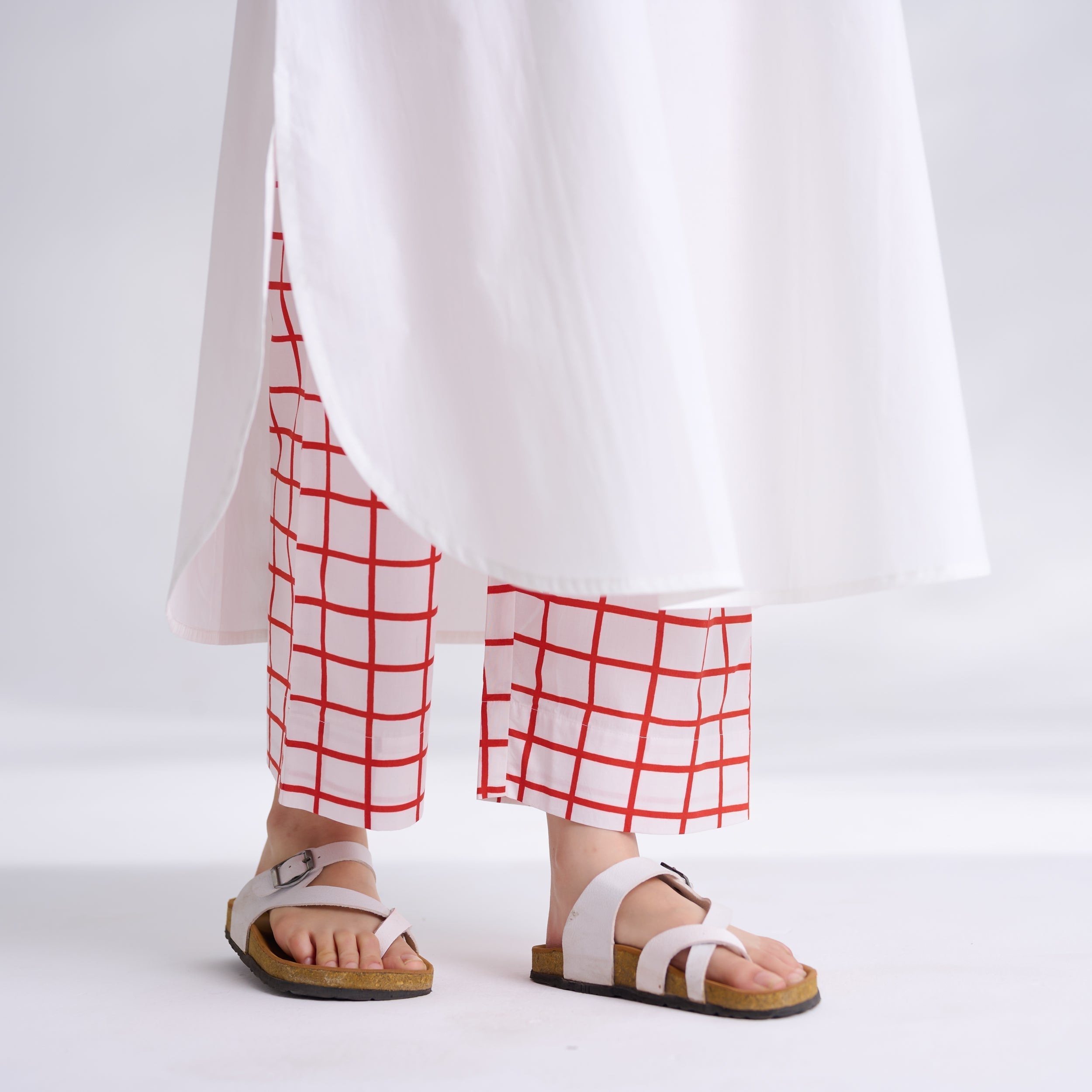 Anaar Patchwork Cotton Kurta Set - Peach