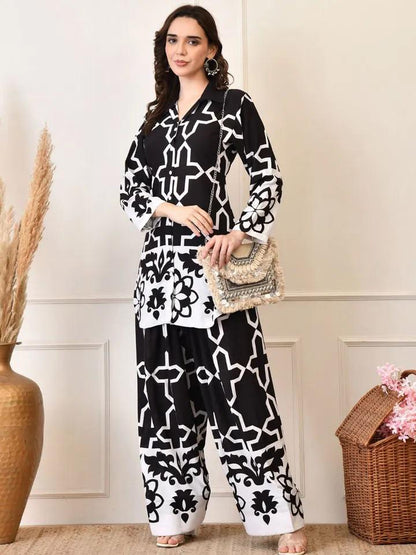 Hania Black & White Classic Printed Co-Ord Set