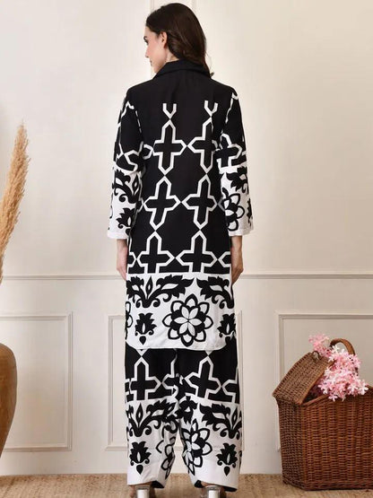 Hania Black & White Classic Printed Co-Ord Set