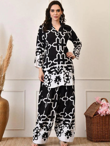 Hania Black & White Classic Printed Co-Ord Set